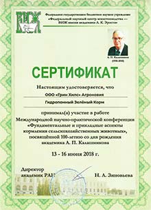 Сертификат участника международной конференции